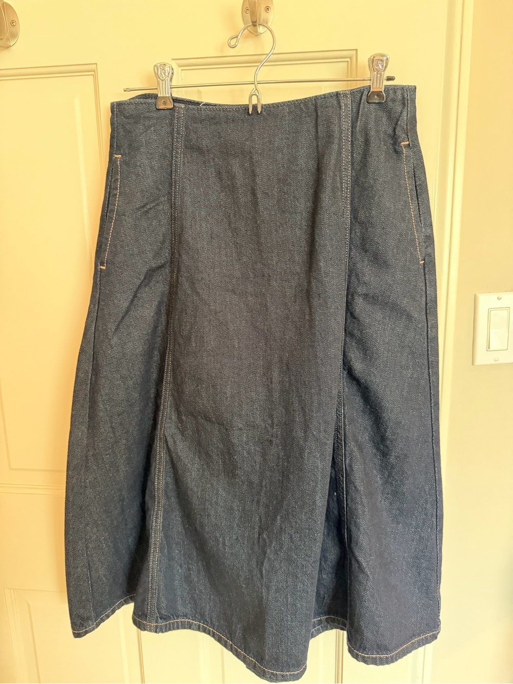Old Navy Dark Blue Denim A-Line Midi Skirt
